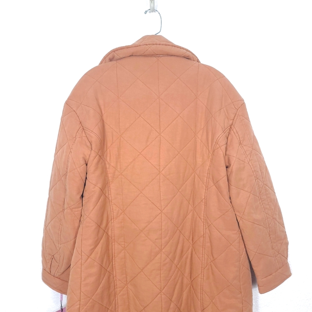 AVEC LES FILLES Quilted Doubled Breasted Cozy Camel Tan Coat Jacket - Picture 10 of 16